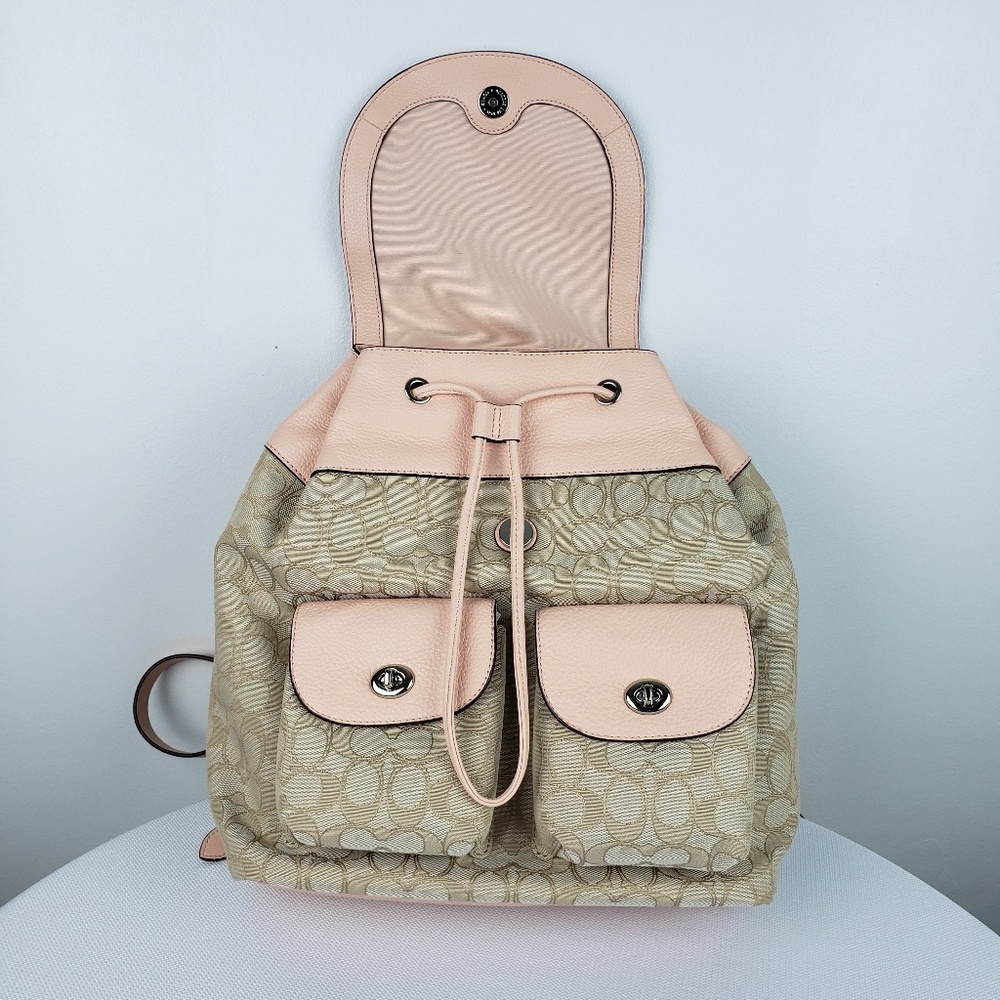 Coach |Billie Backpack In Signature Jacquard- Pink - Picture 4 of 8